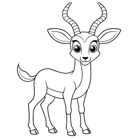Gazelle coloring page with cute animal illustration designed for kids? enjoymentのイラスト素材