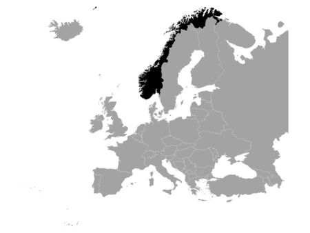 vector illustration of Black map of Norwayのイラスト素材