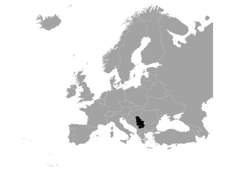 vector illustration of Black map of Serbia with Kosovoのイラスト素材