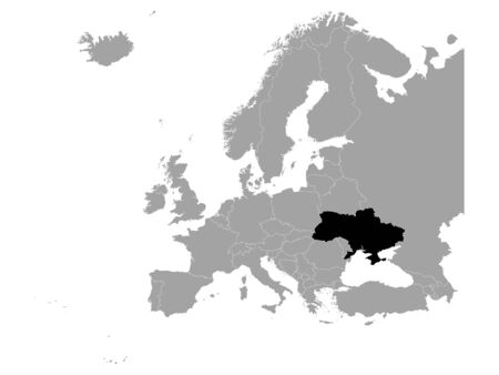 vector illustration of Black map of Ukraineのイラスト素材