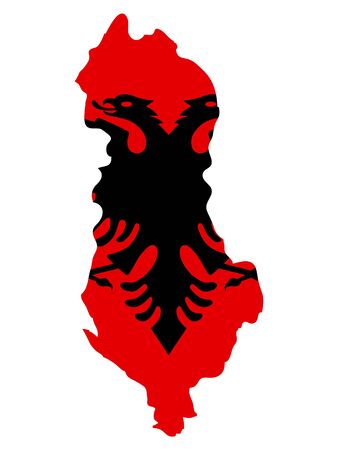 vector illustration of Map of Albania with national flagのイラスト素材