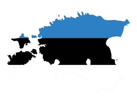 vector illustration of Map of Estonia with national flagのイラスト素材