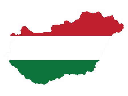vector illustration of Map of Hungary with national flagのイラスト素材