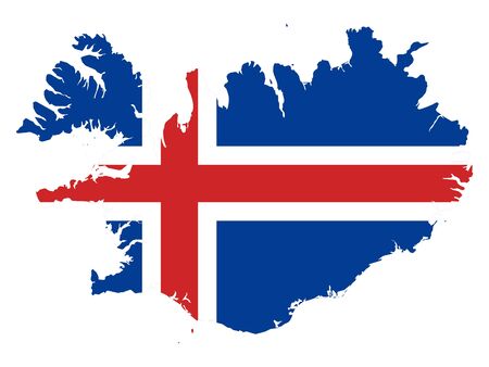 vector illustration of Map of Iceland with national flagのイラスト素材
