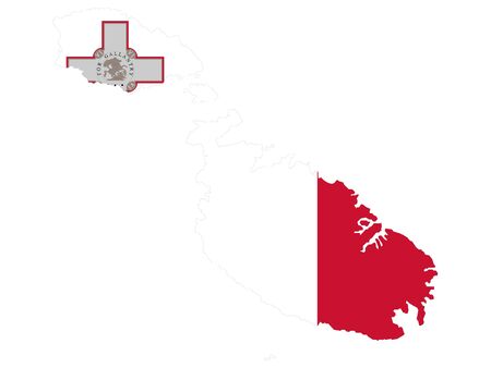vector illustration of  Map of Malta with national flagのイラスト素材