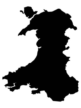 vector illustration of Black Map of Walesのイラスト素材