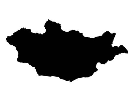 vector illustration of Black Map of Mongoliaのイラスト素材