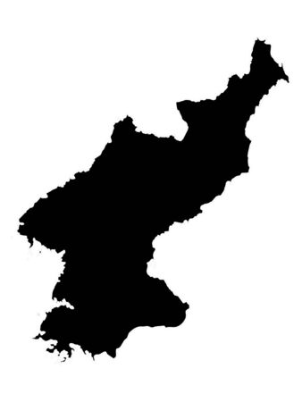 vector illustration of Black Map of North Koreaのイラスト素材