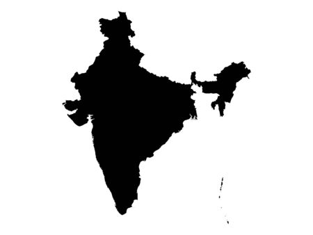 vector illustration of Black Map of Indiaのイラスト素材