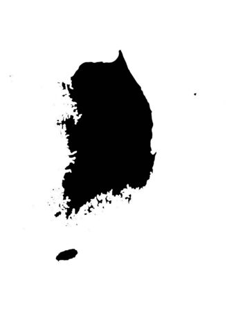 vector illustration of Black Map of South Koreaのイラスト素材