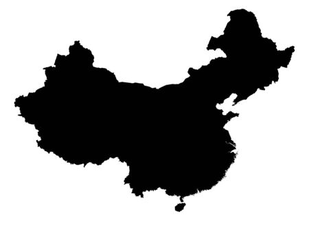 vector illustration of Black Map of Chinaのイラスト素材