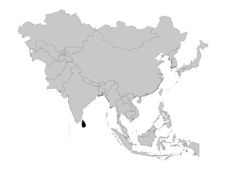 vector illustration of Black Map of Sri Lanka on Asia mapのイラスト素材