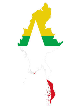 vector illustration of Map of Myanmar with national flagのイラスト素材