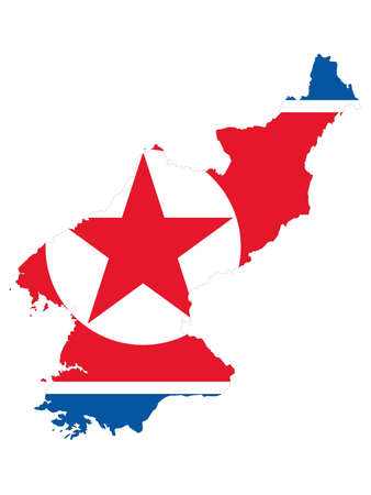 vector illustration of Map of North Korea with national flagのイラスト素材