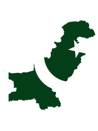 vector illustration of Map of Pakistan with national flagのイラスト素材