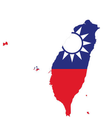 vector illustration of Map of Taiwan with national flagのイラスト素材