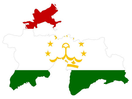 vector illustration of Map of Tajikistan with national flagのイラスト素材