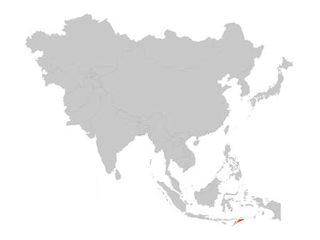 vector illustration of Map of East Timor with national flag on Asia  mapのイラスト素材