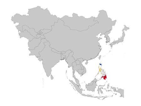 vector illustration of Map of Philippines with national flag on Asia mapのイラスト素材