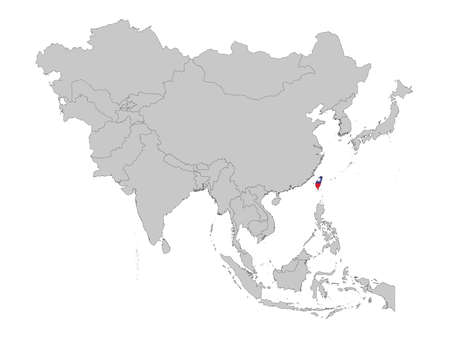 vector illustration of Map of Taiwan with national flag on Asia mapのイラスト素材