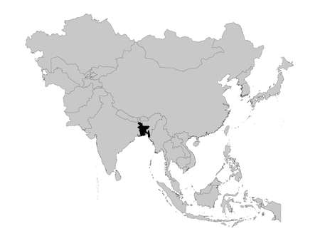 vector illustration of Black Map of Bangladesh on Asia mapのイラスト素材