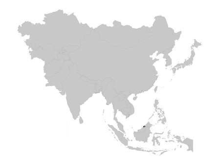 vector illustration of Black Map of Brunei on Asia mapのイラスト素材