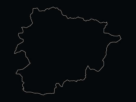 vector illustration of White map of Andorra on black backgroundのイラスト素材