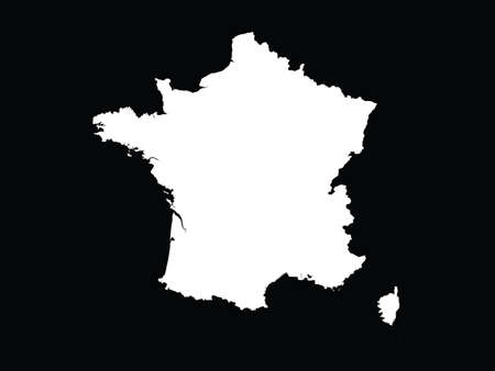 vector illustration of White map of France on black backgroundのイラスト素材