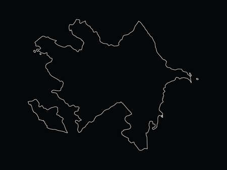 Vector illustration of Outline map of Azerbaijan on black backgroundのイラスト素材