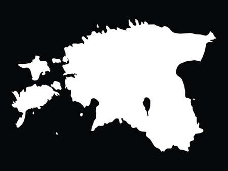 vector illustration of White map of Estonia on black backgroundのイラスト素材