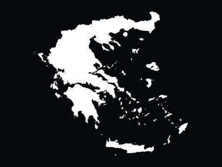 vector illustration of White map of Greece on black backgroundのイラスト素材