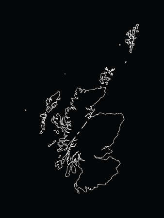 Vector illustration of Outline map of Iceland on black backgroundのイラスト素材