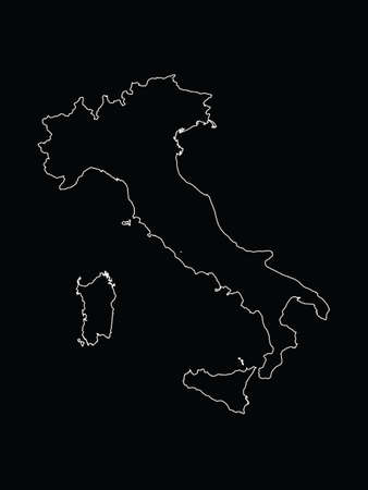 Vector illustration of Outline map of Italy on black backgroundのイラスト素材