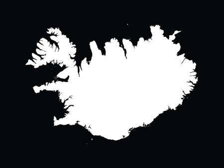 vector illustration of White map of Iceland on black backgroundのイラスト素材