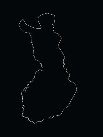 Vector illustration of Outline map of Finland on black backgroundのイラスト素材