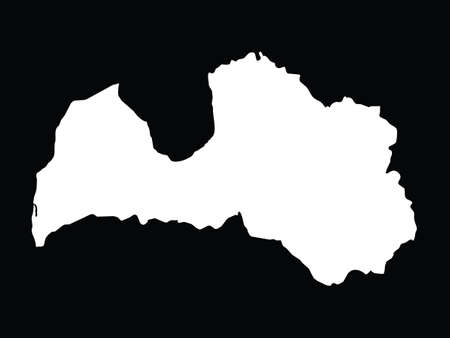 vector illustration of White map of Latvia on black backgroundのイラスト素材