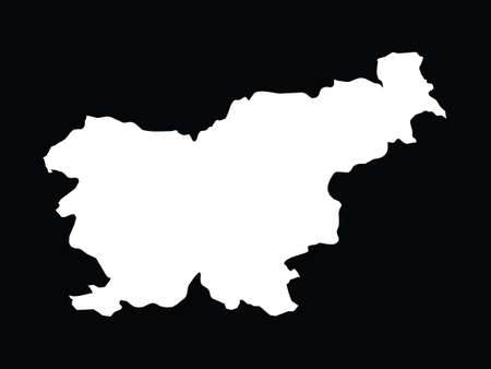 Vector illustration of White map of Slovenia on black backgroundのイラスト素材