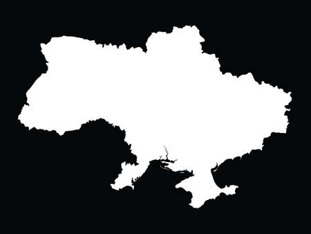Vector illustration of White map of Ukraine on black backgroundのイラスト素材