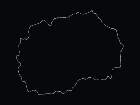 Vector illustration of Outline map of North Macedonia on black backgroundのイラスト素材