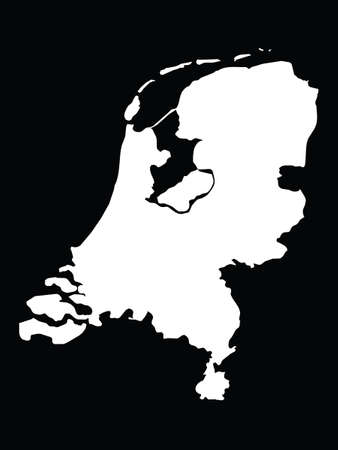 Vector illustration of White map of Netherlands on black backgroundのイラスト素材