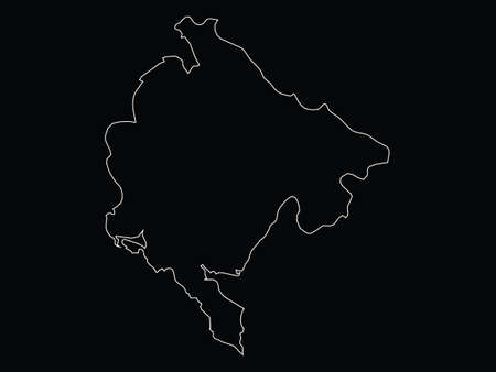Vector illustration of Outline map of Montenegro on black backgroundのイラスト素材