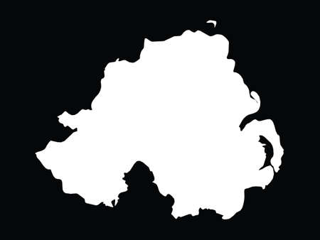 Vector illustration of White map of North Ireland on black backgroundのイラスト素材