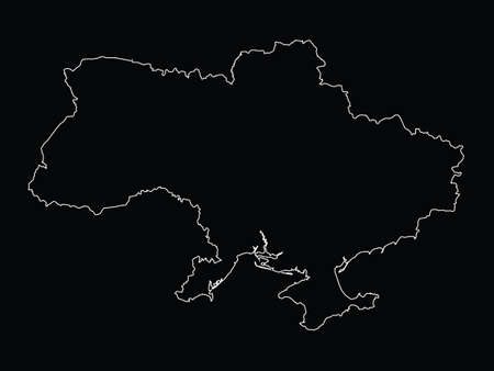 Vector illustration of Outline map of Ukraine on black backgroundのイラスト素材