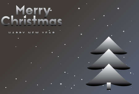 vector illustration of Marry Christmas and Happy new year Ombre greeting card with Christmas treeのイラスト素材
