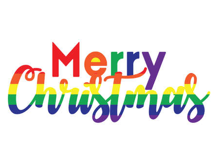 vector illustration of Marry Christmas rainbow colored greeting cardのイラスト素材