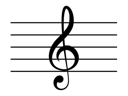 Black music symbol of G clef on staff linesのイラスト素材
