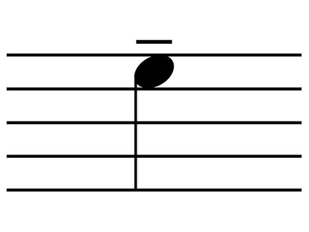 Black music symbol of Tenuto on staff linesのイラスト素材