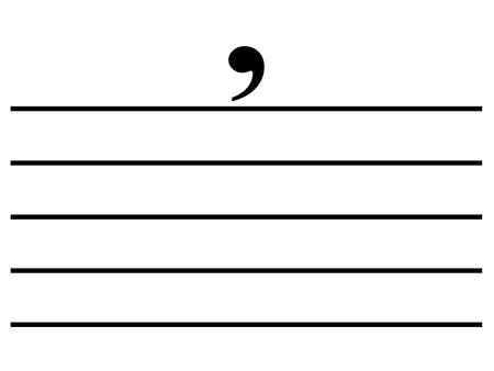 Black music symbol of Breath mark on staff linesのイラスト素材