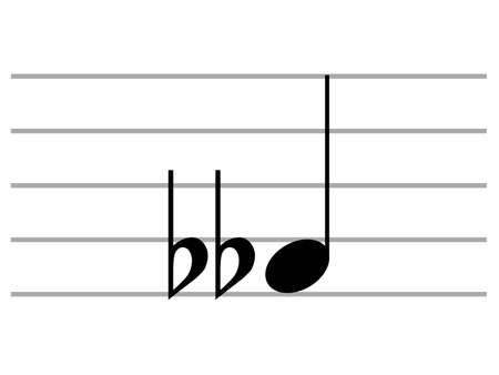 Black music symbol of Double flat on ledger linesのイラスト素材