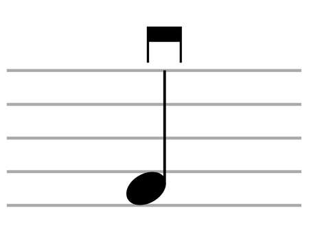 Black music symbol of Down bow on ledger linesのイラスト素材